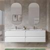 DEGHI Mobile bagno sospeso 160 cm 4 cassetti bianco opaco cannettato con lavabo - Morea
