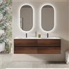 DEGHI Mobile bagno sospeso 160 cm rovere deciso opaco con cassetti e lavabo doppia vasca - Cuki