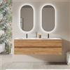 DEGHI Mobile bagno sospeso 160 cm rovere gold con cassetti e lavabo doppia vasca - Cuki