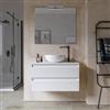 DEGHI Mobile bagno sospeso 80 cm 2 cassetti bianco opaco cannettato con top - Morea