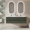 DEGHI Mobile bagno sospeso 160 cm verde cemento con cassetti e lavabo doppia vasca - Cuki