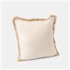 DEGHI Cuscino sfoderabile 45x45 cm in tessuto crema con bordo sfrangiato
