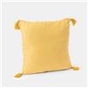 DEGHI Cuscino sfoderabile 45x45 cm senape in cotone mussolina con nappine