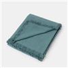 DEGHI Copriletto 130x170 cm in tessuto blu con frange