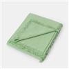 DEGHI Copriletto 130x170 cm in tessuto verde con frange