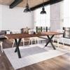 DEGHI Tavolo 300x100 cm con top in legno di acacia 50 mm e gambe a X 8x4 in metallo nero - Freia Wood