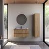 DEGHI Mobile bagno sospeso 100 cm rovere acero cannettato con lavabo e specchio - Gaia