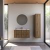 DEGHI Mobile bagno sospeso 100 cm rovere america cannettato con lavabo e specchio - Gaia