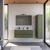 DEGHI Mobile bagno sospeso 120 cm verde nordico cannettato con lavabo doppia vasca e specchio - Gaia