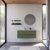 DEGHI Mobile bagno sospeso 120 cm verde nordico cannettato con lavabo dx e specchio - Gaia