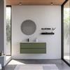 DEGHI Mobile bagno sospeso 120 cm verde nordico cannettato con lavabo sx e specchio - Gaia