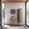 DEGHI Mobile bagno sospeso 60 cm rovere acero cannettato con lavabo e specchio - Gaia