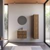 DEGHI Mobile bagno sospeso 60 cm rovere america cannettato con lavabo e specchio - Gaia
