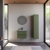 DEGHI Mobile bagno sospeso 60 cm verde nordico cannettato con lavabo e specchio - Gaia