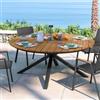 DEGHI Tavolo rotondo 180 cm in alluminio antracite con top effetto legno caramello - Carioca Wood