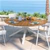 DEGHI Tavolo rotondo 180 cm in alluminio bianco con top effetto legno caramello - Carioca Wood