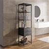 DEGHI Colonna bagno 40x160h cm in acciaio con ripiani e 2 cassetti nero e antracite - Sheryl