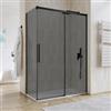 DEGHI Box doccia 70x140 cm scorrevole vetro anticalcare 8 mm fumè profilo nero opaco 200 h - Alissa