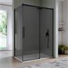 DEGHI Box doccia 80x140 cm scorrevole vetro anticalcare 8 mm fumè profilo nero opaco 200 h - Alissa