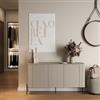 DEGHI Madia 150x80h cm cashmere cannettato 3 ante e gambe in metallo nero con angoli stondati - Niclas