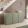 DEGHI Madia 182x89h cm verde salvia con 3 ante e top rovere lindberg - Mavik