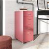 DEGHI Cassettiera compatta 28x69h cm in acciaio verniciato rosa con 5 cassetti e ruote - Latino