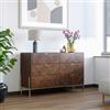 DEGHI Cassettiera 120x78h cm noce effetto parquet con 6 cassetti e struttura in metallo oro bronzato - Mufasa