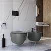 DEGHI Coppia di sanitari sospesi a risparmio idrico con sedile softclose grigio antracite opaco - Nadir