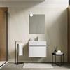 DEGHI Mobile bagno sospeso 60 cm con cassetto bianco opaco e lavabo integrato - Edith