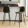 DEGHI Set 2 sgabelli in velluto verde militare con gambe in metallo nere - Finesse Velvet