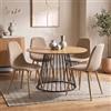 DEGHI Set 4 sedie in tessuto beige con gambe in metallo effetto legno - Finesse Soft