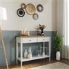DEGHI Consolle 110x85h cm in legno bianco con 2 cassetti e top legno naturale - Avenue