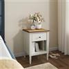 DEGHI Comodino 45x60h cm in legno bianco con 1 cassetto e top legno naturale - Avenue