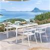 DEGHI Set pranzo con tavolo 150x80 cm e 4 sedie in polipropilene bianco - Blane