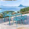 DEGHI Set pranzo con tavolo 150x80 cm e 4 sedie in polipropilene blu maldive - Blane