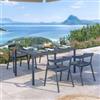 DEGHI Set pranzo con tavolo 150x80 cm e 4 sedie in polipropilene blu oceano - Blane