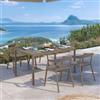 DEGHI Set pranzo con tavolo 150x80 cm e 4 sedie in polipropilene cacao - Blane