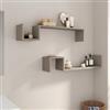 DEGHI Set 2 mensole bagno 90x17,5 cm in legno tortora - Tetris