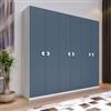 DEGHI Armadio battente 273x240h cm 6 ante reversibili con soft close bianco e blu - Jennifer