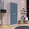 DEGHI Armadio battente 92x240h cm 2 ante reversibili con soft close bianco e blu - Jennifer