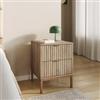 DEGHI Comodino 40x53h cm rovere cannettato con 2 cassetti e struttura in acciaio oro bronzato - Kloser