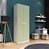 DEGHI Armadio battente 92x240h cm 2 ante reversibili con soft close bianco e verde - Jennifer