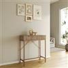 DEGHI Consolle 80x90h cm rovere cannettato con 2 cassetti e struttura in acciaio oro bronzato - Kloser