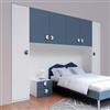 DEGHI Armadio ponte 333x240h cm 6 ante reversibili con soft close bianco e blu - Jennifer