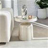 DEGHI Tavolino rotondo 43 cm in acciaio beige lucido - Soprano