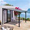 DEGHI Pergola a muro 3x3 m in alluminio antracite con tetto in policarbonato - Shine