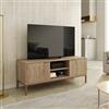 DEGHI Mobile porta tv 120x46h cm rovere cannettato con 2 ante e struttura in acciaio oro bronzato - Kloser