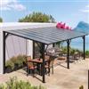 DEGHI Pergola a muro 6x3,5 m in alluminio antracite con tetto in policarbonato - Shine