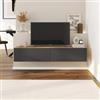 DEGHI Porta tv sospeso 135x25h cm effetto rovere con 2 ante antracite - Betka