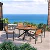DEGHI Set pranzo tavolo rotondo 140 cm top effetto legno caramello e 4 sedie con braccioli in alluminio antracite - Carioca Wood